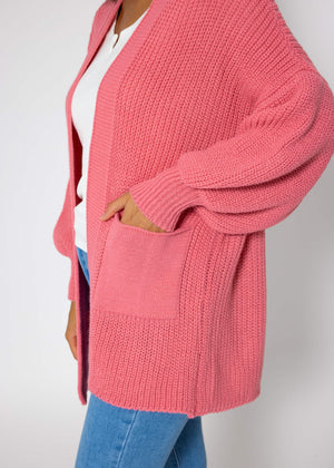 Strick Cardigan mit Taschen - hellrosa