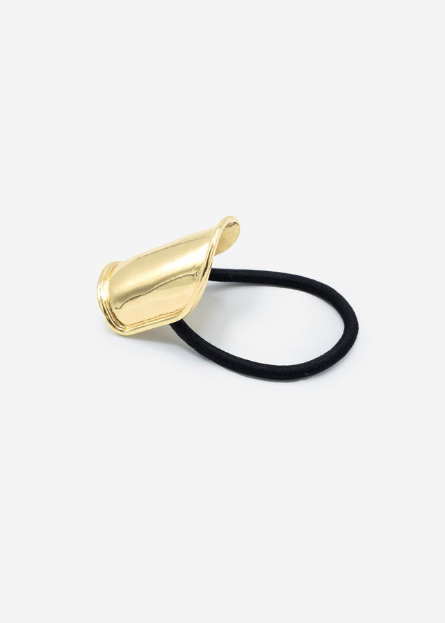 Hair tie with oval design - gold