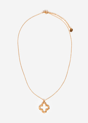 Necklace with clover leaf - gold