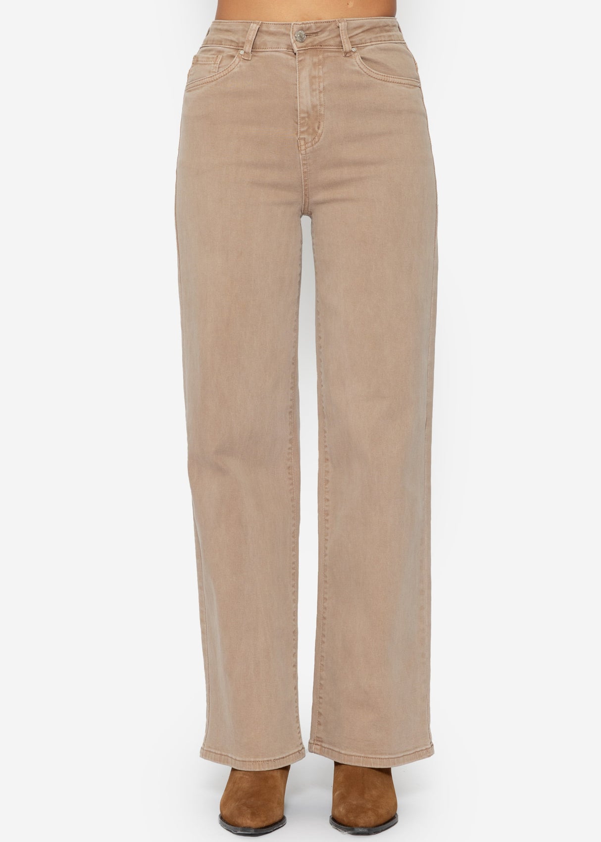 Wide-leg jeans - taupe