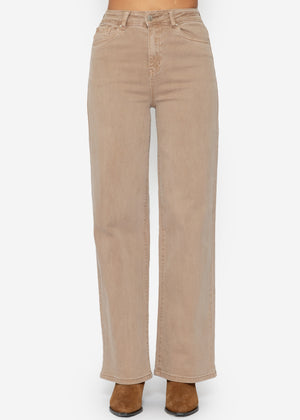 Wide-leg jeans - taupe