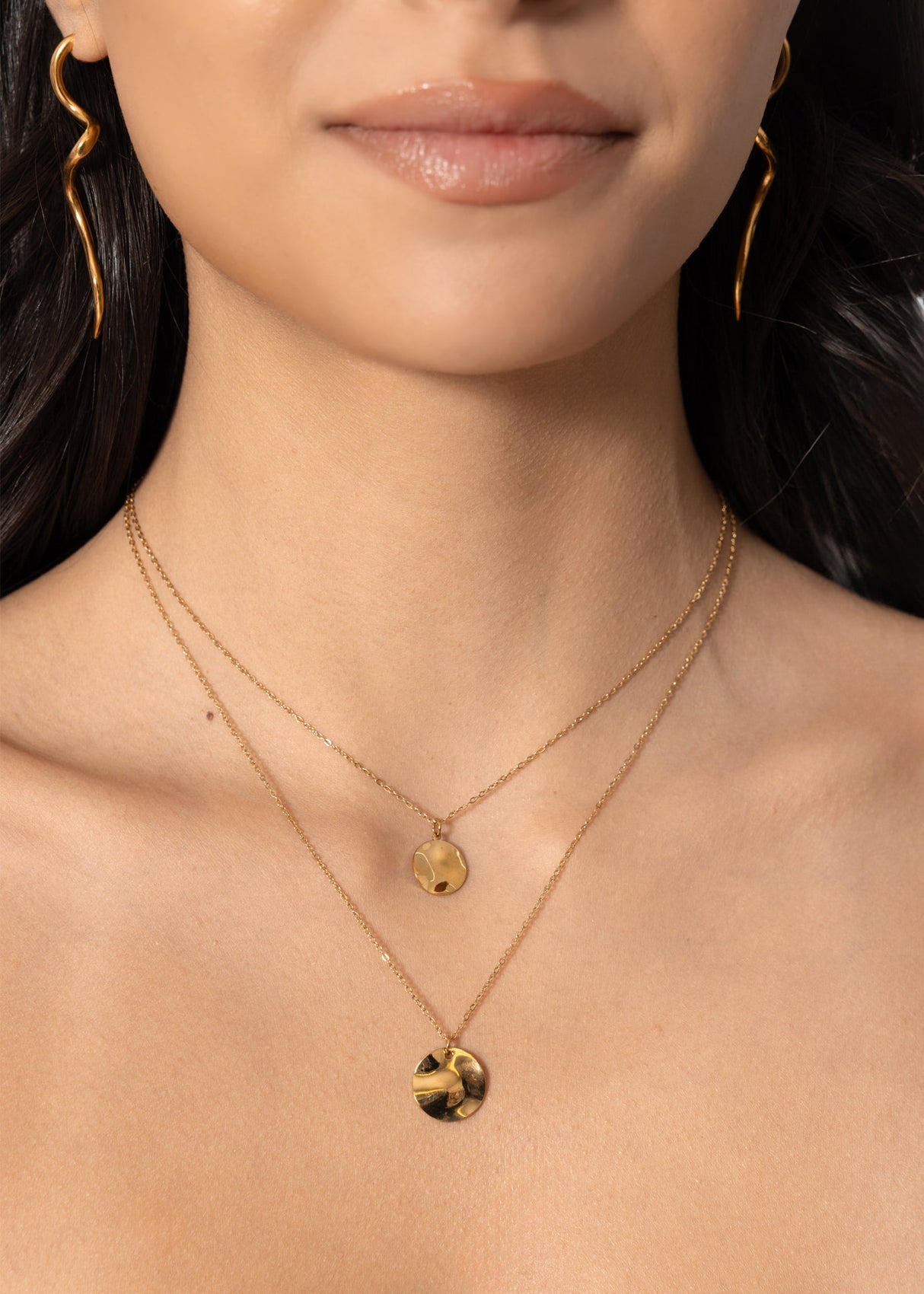 Combined chain with pendants, gold