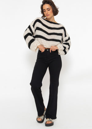 Pullover mit Streifen - schwarz-beige
