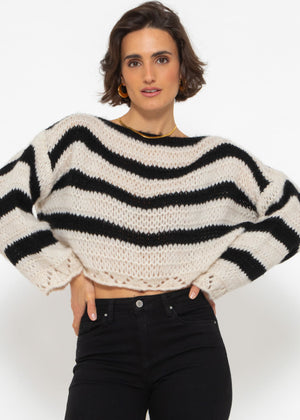 Pullover mit Streifen - schwarz-beige