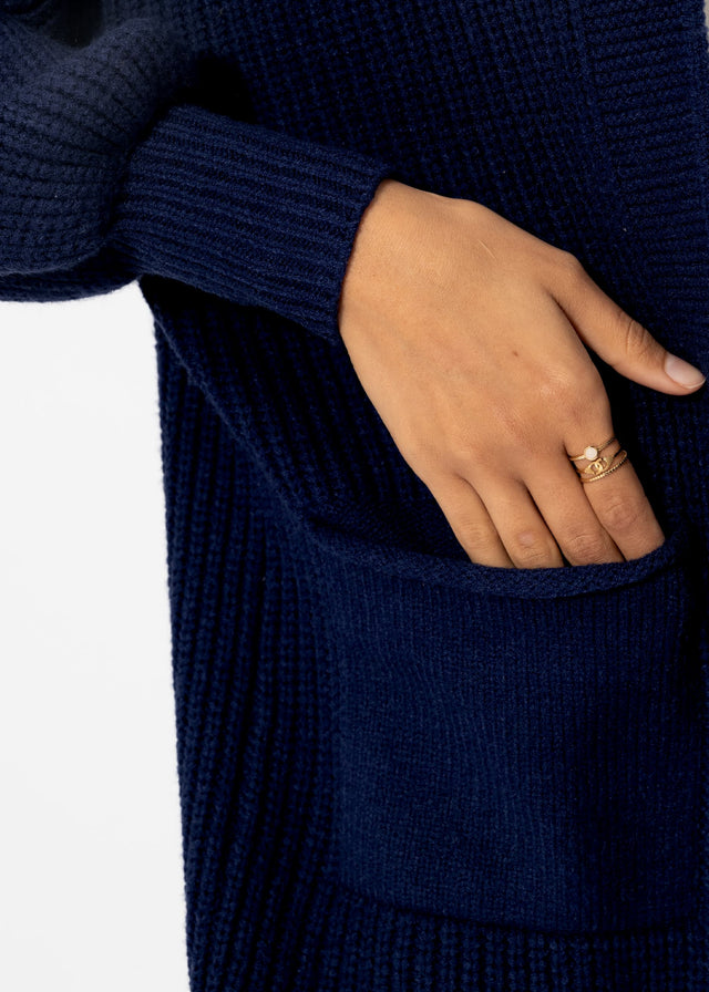 Langer super soft Cardigan mit Taschen - dunkelblau