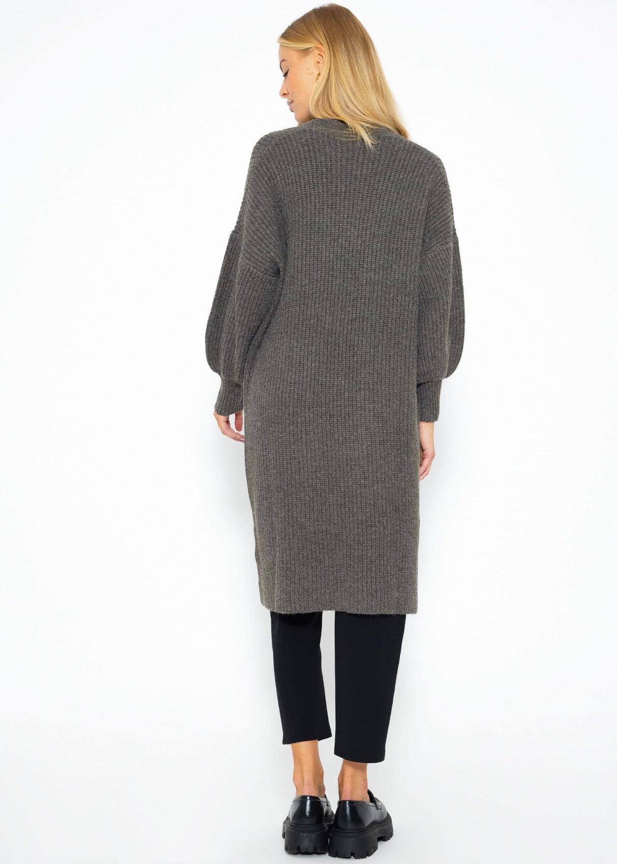 Langer super soft Cardigan mit Taschen - dunkelgrau