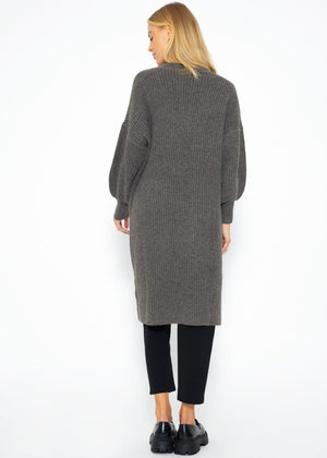 Langer super soft Cardigan mit Taschen - dunkelgrau