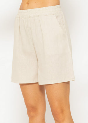 Leinen Shorts, beige