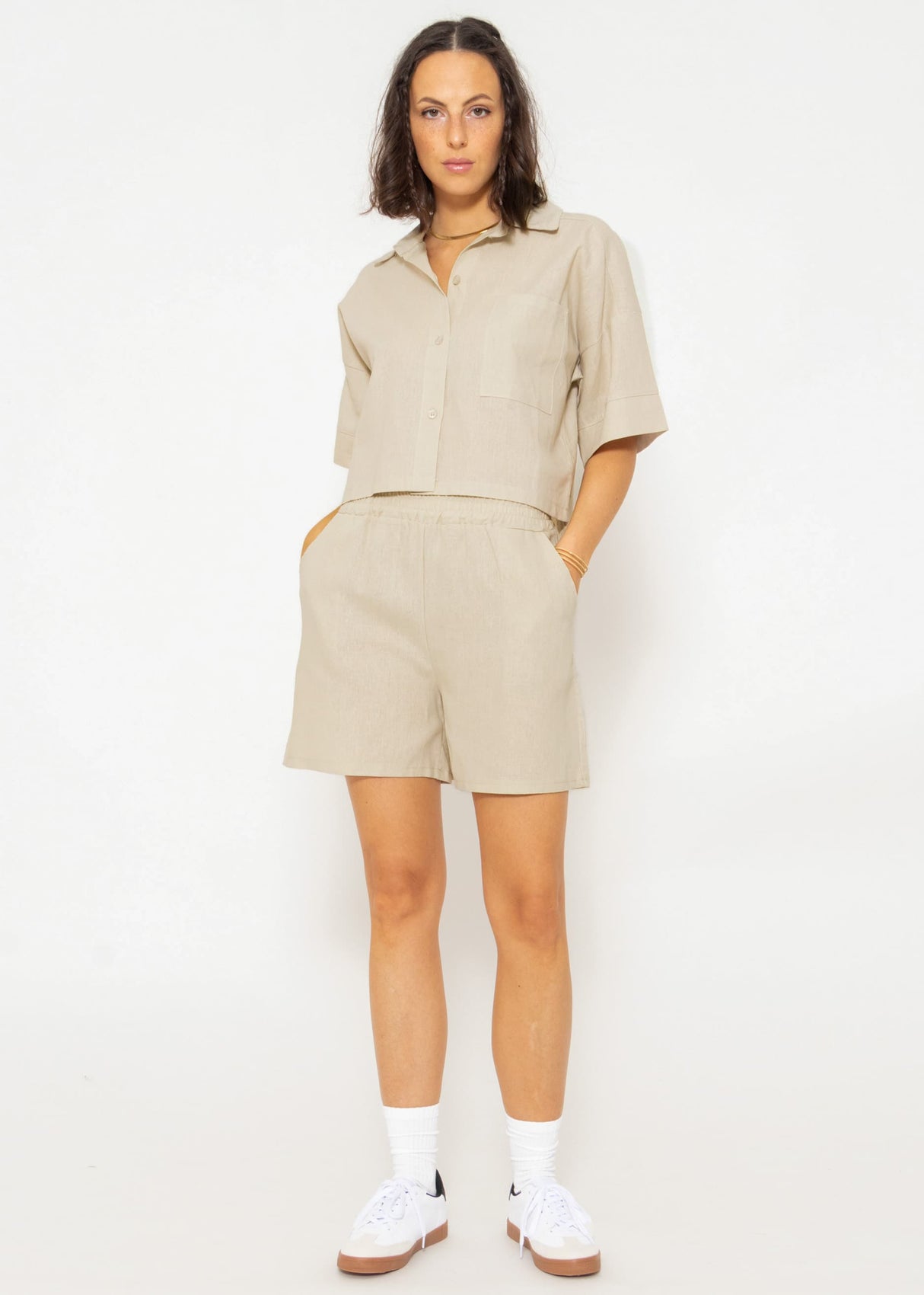 Leinen Shorts, beige