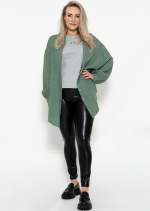 Muslin blouse oversize, sage green