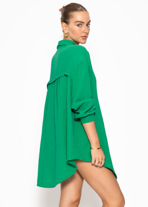 Muslin blouse oversize, green