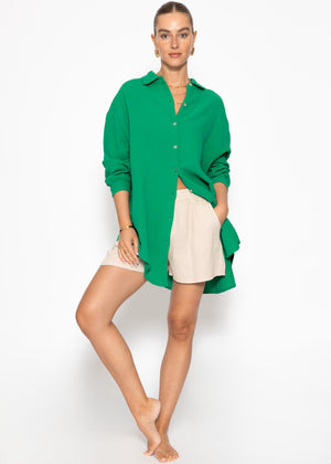 Muslin blouse oversize, green