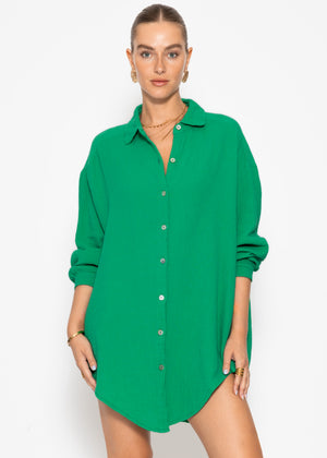 Muslin blouse oversize, green
