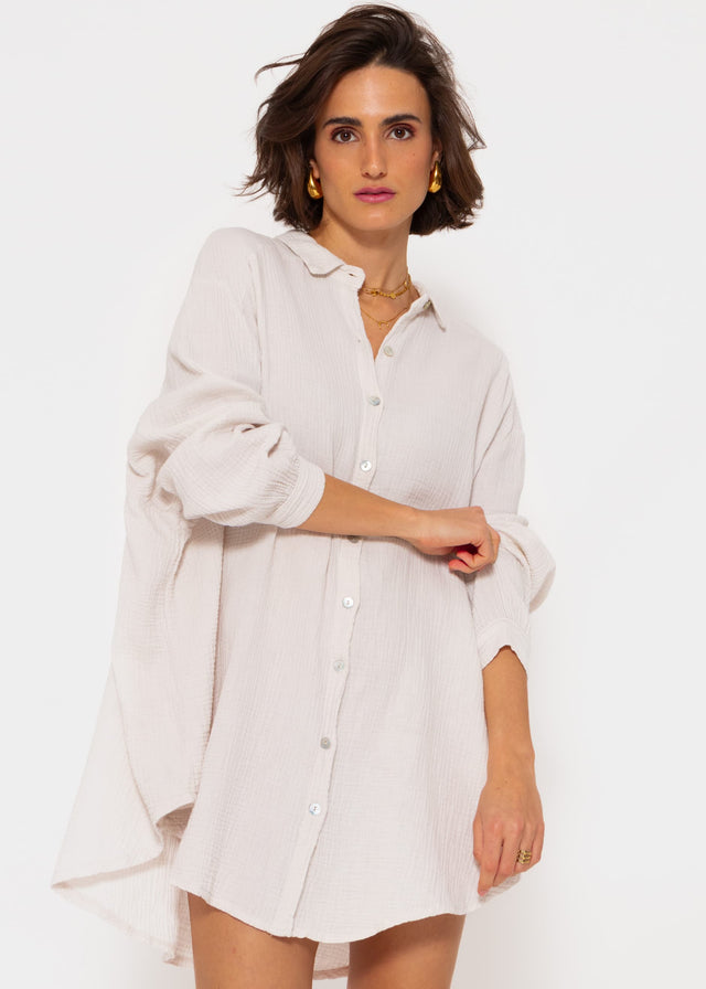 Musselin Bluse oversize - hellbeige