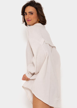 Muslin blouse oversize, light beige