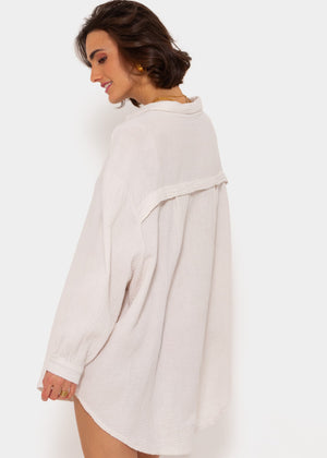 Muslin blouse oversize, light beige