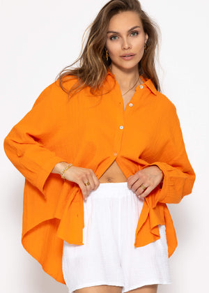 Muslin blouse oversize, short, orange