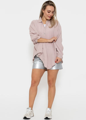 Muslin blouse oversize, short, powder pink
