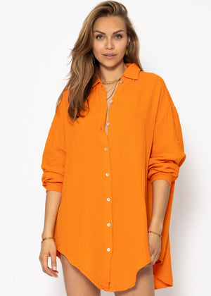 Muslin blouse oversize, orange