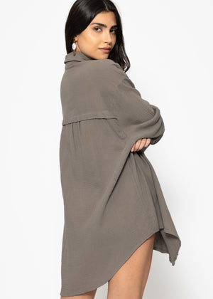 Muslin blouse oversize, taupe