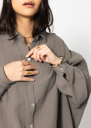 Muslin blouse oversize, taupe