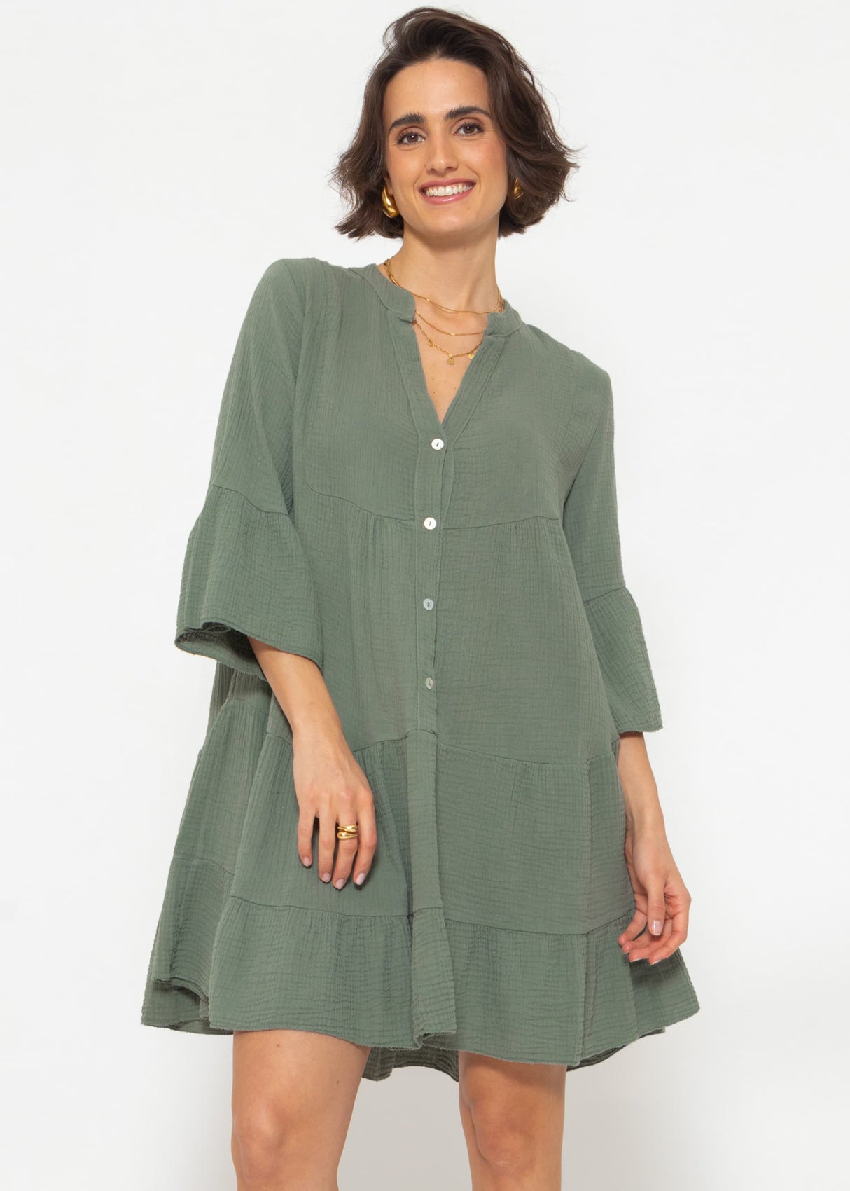 Muslin dress, khaki