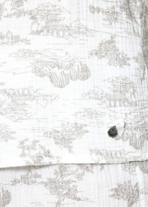 Musselin Pyjamabluse mit Print - weiß-taupe