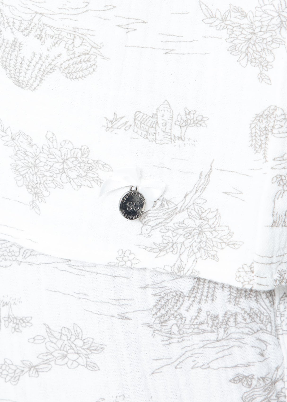 Musselin Pyjamashirt mit Print - weiß-taupe