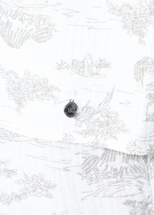 Musselin Pyjamashirt mit Print - weiß-taupe