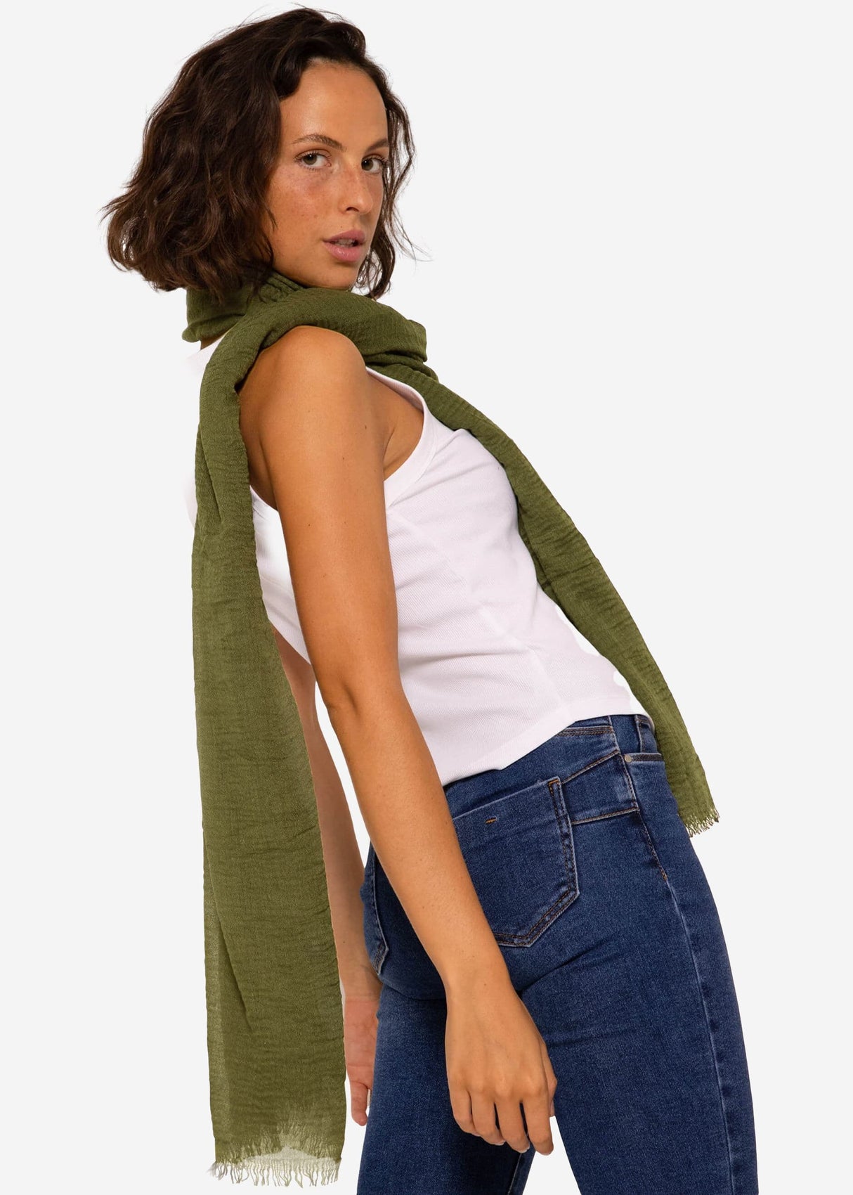 Musselin Schal - khaki