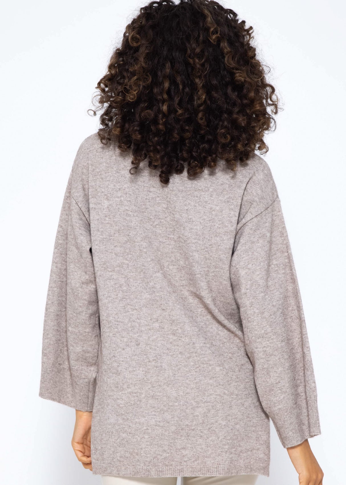 Oversize Pullover mit Seitenschlitzen - taupe