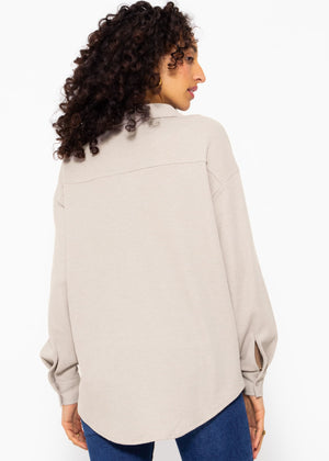 Oversize Waffelpiqué Bluse - taupe
