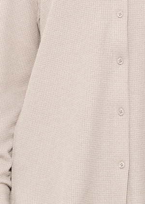 Oversize Waffelpiqué Bluse - taupe