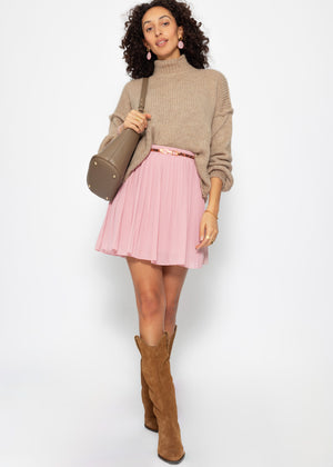 Plissée-Rock aus Chiffon, rosa
