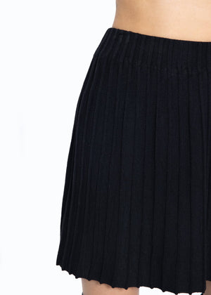Pleated knit skirt - black