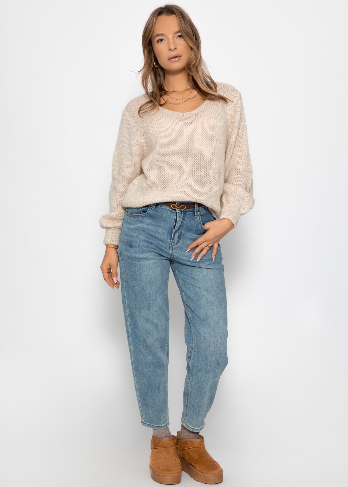 V-neck sweater - beige