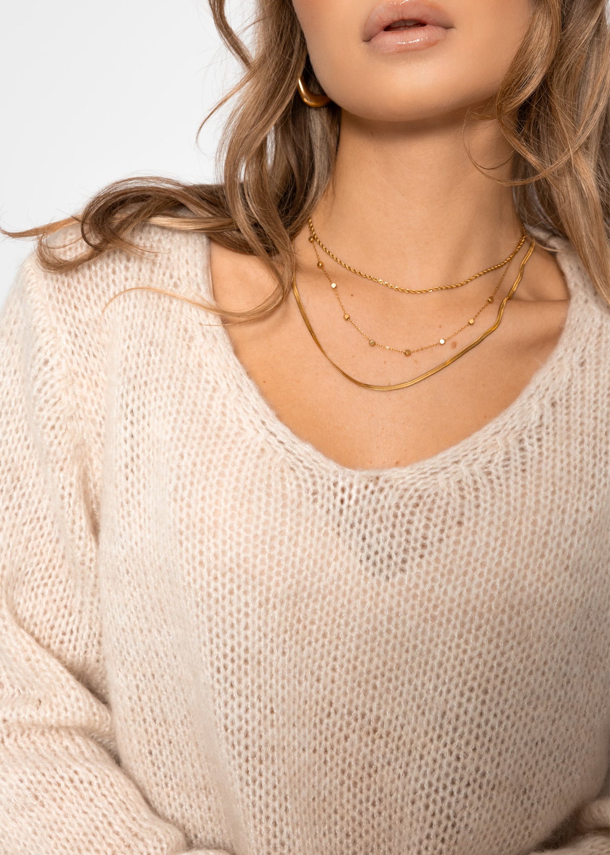 V-neck sweater - beige