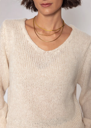 Pullover mit V-Ausschnitt - beige
