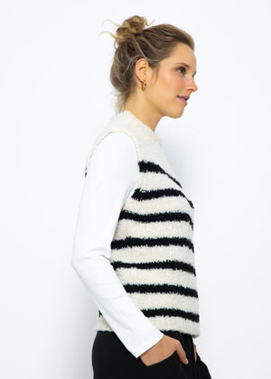 Pullunder mit schwarzen Streifen - offwhite