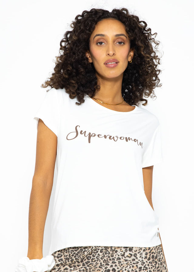 Pyjama Shirt mit Print - offwhite