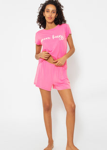 Pyjamashirt mit Print - pink