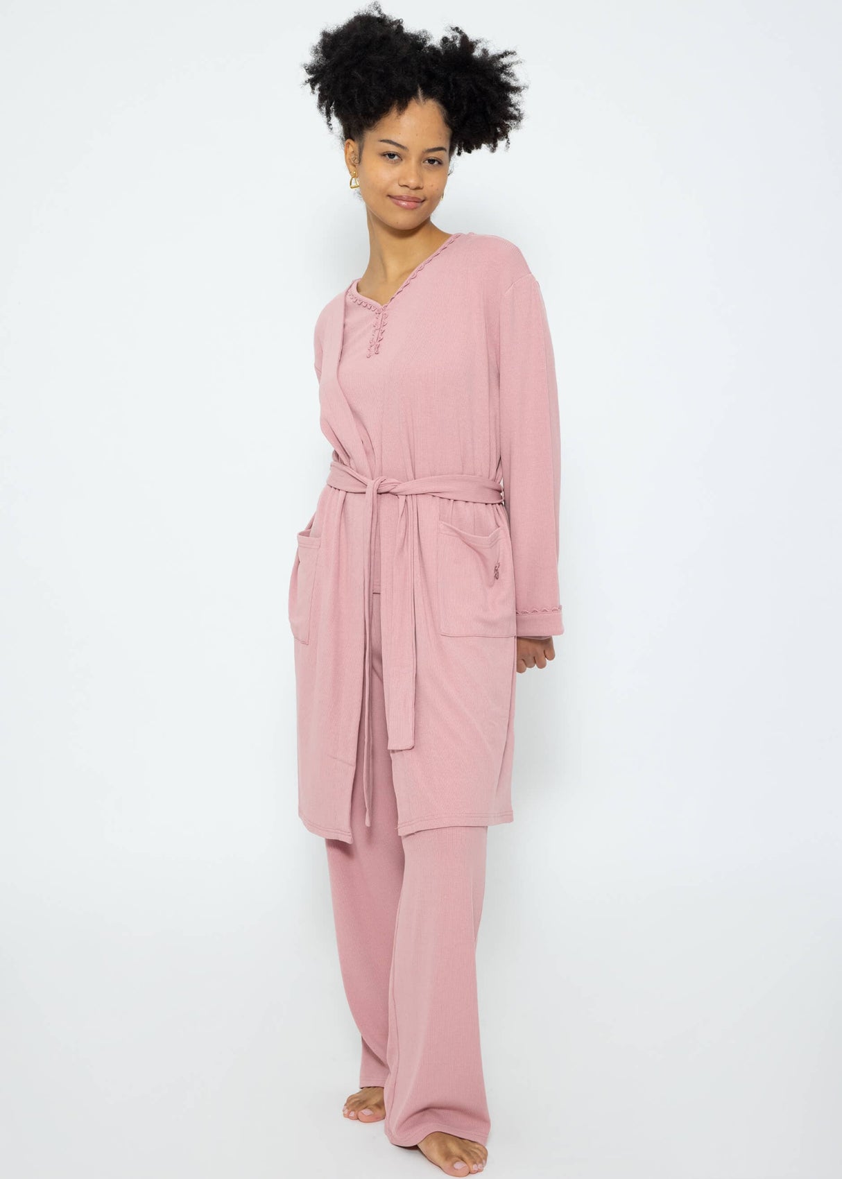 Pyjamashirt Langarm - rosa