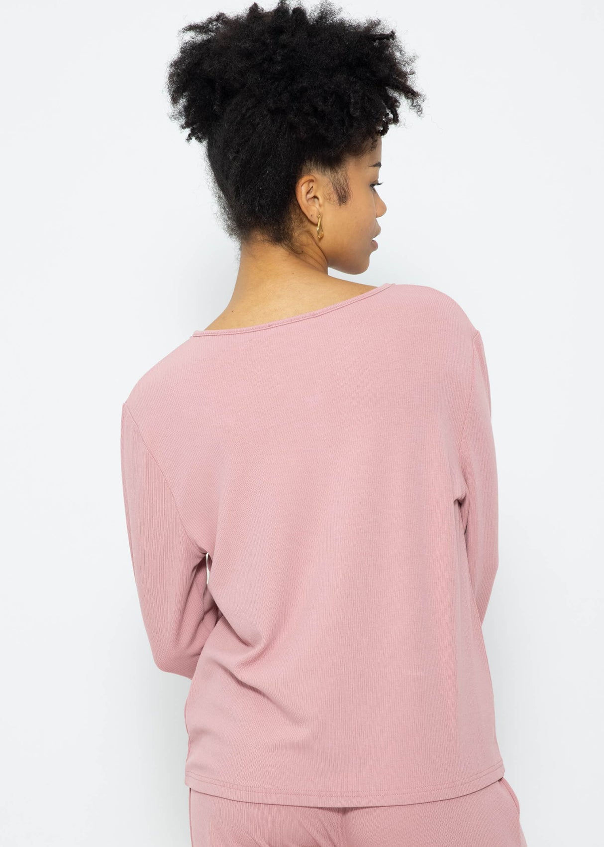 Pyjamashirt Langarm - rosa