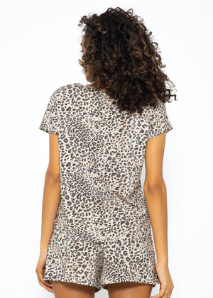 Pyjamashirt mit Leoprint - beige