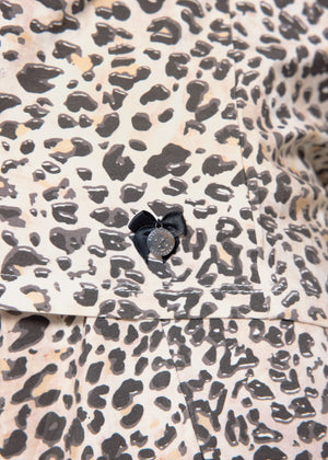 Pyjamashirt mit Leoprint - beige