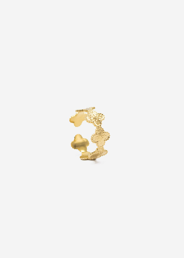 Ring with cloverleaf elements - gold