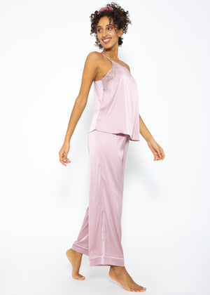 Satin Pants mit Paspel - rosa