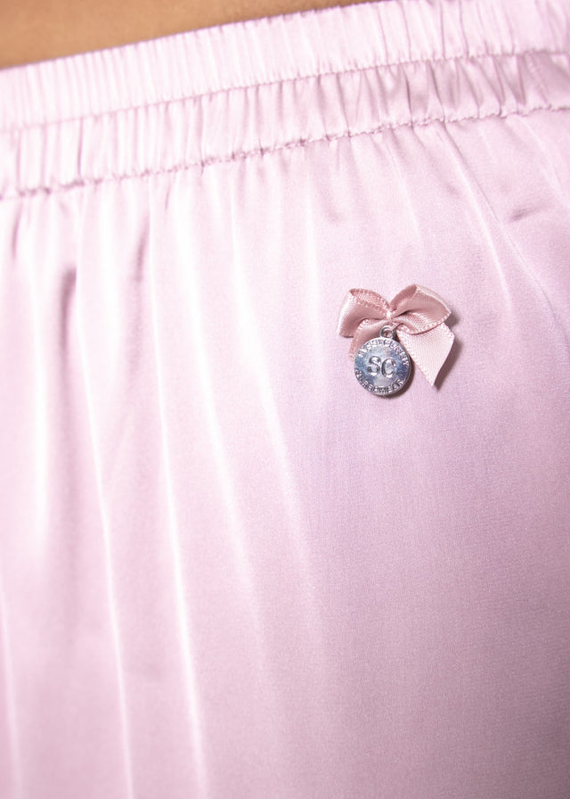 Satin Pants mit Paspel - rosa