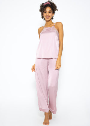 Satin Pants mit Paspel - rosa