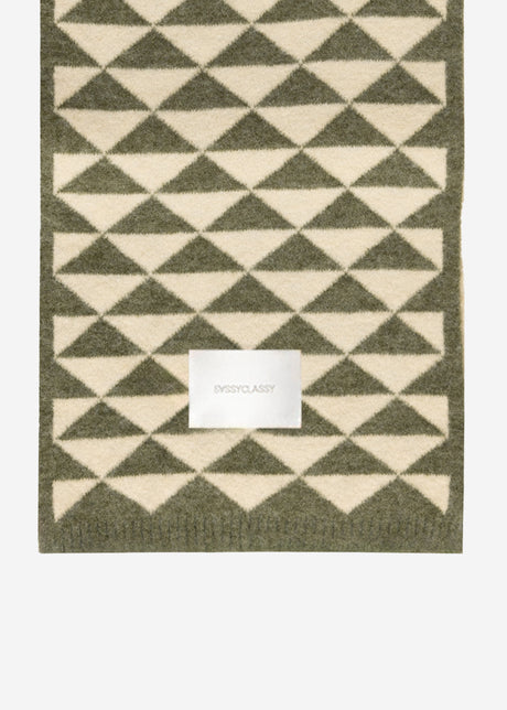 Scarf with geometric print - khaki-off-white